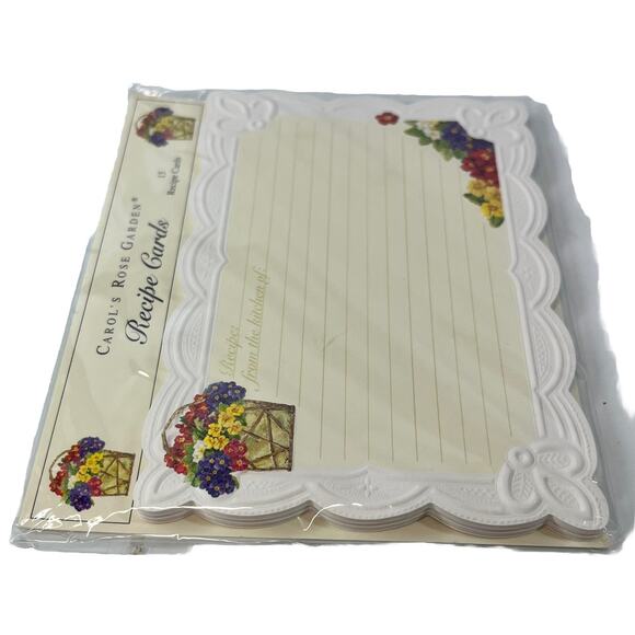 Carol's Rose Garden Recipe Cards Floral 15 Die Cut Embossed Sheets NEW Sealed - Picture 2 of 3